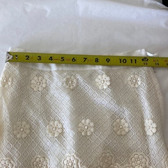 SHIATZH CHEN Lace Feather Floral Applique High Waisted Skirt Italy 40/ US 0 - Picture 13 of 14